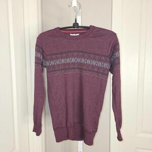 FAZE 1 Boys Crew Neck Sweater Size L (14/16) Burgundy with Pattern